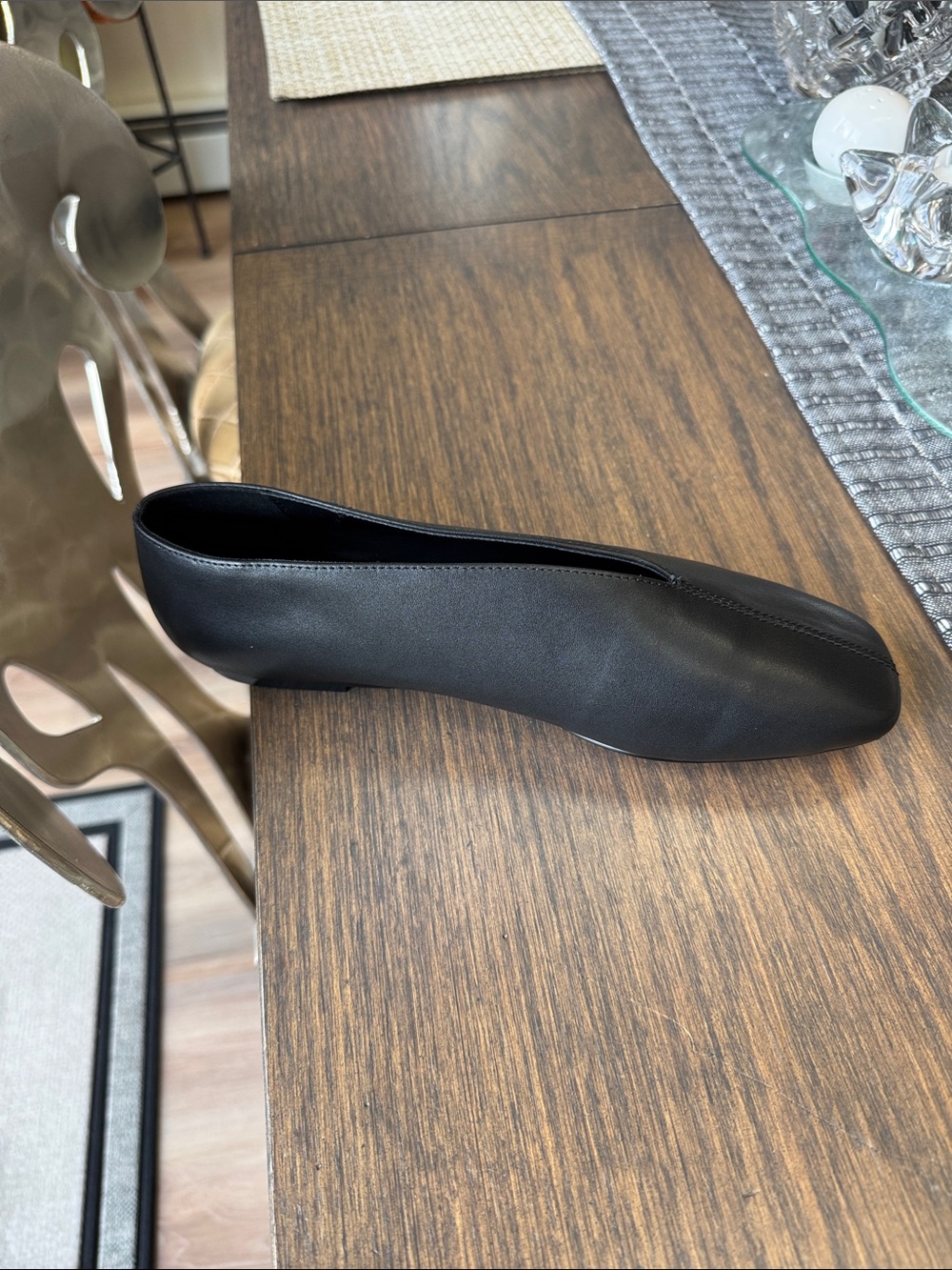 Classic Black Leather Women's Flat Loafer - Picture 2 of 4